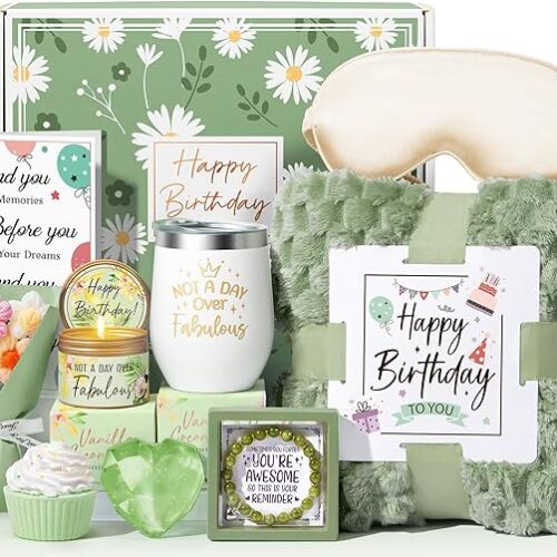 Birthday Gifts for Women Friendship, Unique Happy Birthday Gifts Basket for Mom Her Best Friend Sister Wife Girlfriend Coworker, Luxury Self Care Box Vanilla Coconut Relaxing Spa Gifts Set w/ Blanket