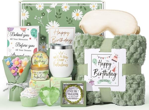 Birthday Gifts for Women Friendship, Unique Happy Birthday Gifts Basket for Mom Her Best Friend Sister Wife Girlfriend Coworker, Luxury Self Care Box Vanilla Coconut Relaxing Spa Gifts Set w/ Blanket Birthday Gifts for Women Friendship, Unique Happy Birthday Gifts Basket for Mom Her Best Friend Sister Wife Girlfriend Coworker, Luxury Self Care Box Vanilla Coconut Relaxing Spa Gifts Set w/ Blanket